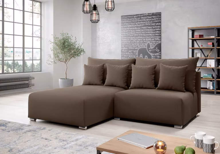 AX LIVING divano angolare con funzione letto Ederra 208 cm di larghezza - marrone L