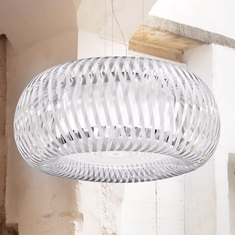 Slamp Lampada a sospensione Kalatos, dimmerabile, Chiaro / Trasparente, Soggiorno / Sala da pranzo, Plastica, Design, Lampada a sospensione