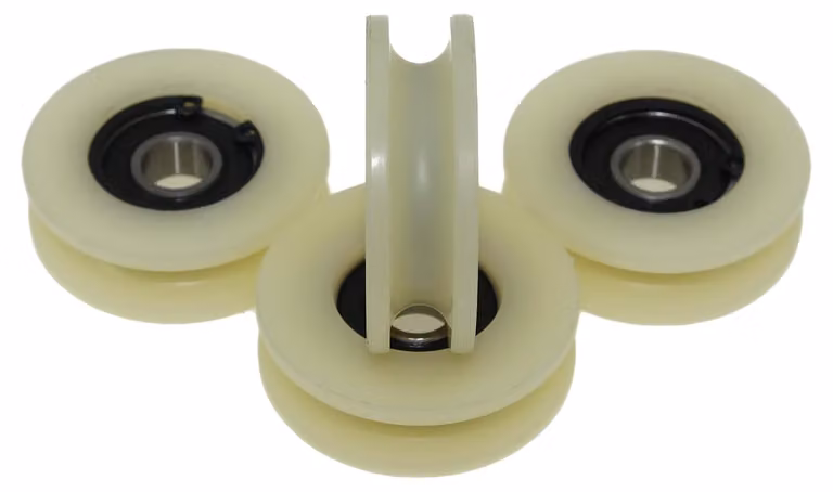 Rotelle in nylon, 45 mm, confezione da 4 pezzi, con foro passante di 8 mm, cuscinetto di 10 mm, capacità di carico di 50 kg, adatte per il sollevamento