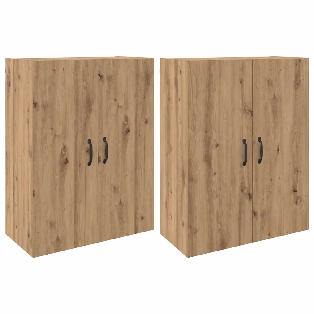Set di 2 mobiletti a muro moderni vidaXL in legno rovere marrone con ante a battente, L/P/H: 69,5 x 34 x 90 cm – 2