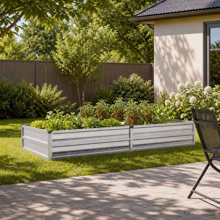 Letto rialzato da giardino vidaXL in acciaio zincato Argento L: 160 cm, P: 80 cm, H: 24 cm