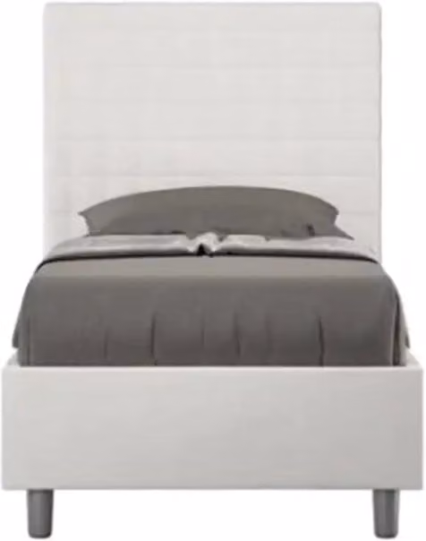 Letto singolo contenitore imbottito 80x200 similpelle bianco Sunny