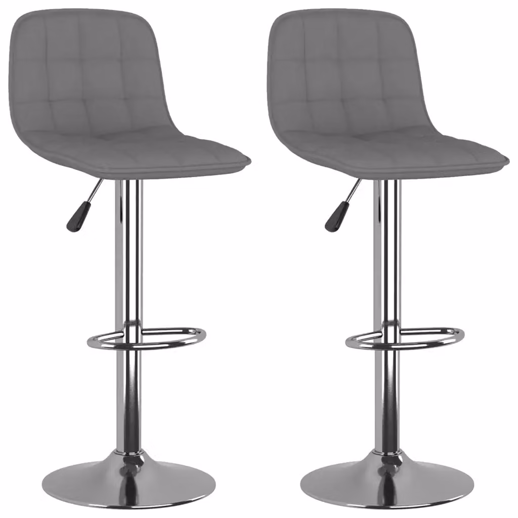 Set di 2 sgabelli da bar vidaXL in tessuto grigio con struttura in metallo e plastica per soggiorno o sala da pranzo – 2