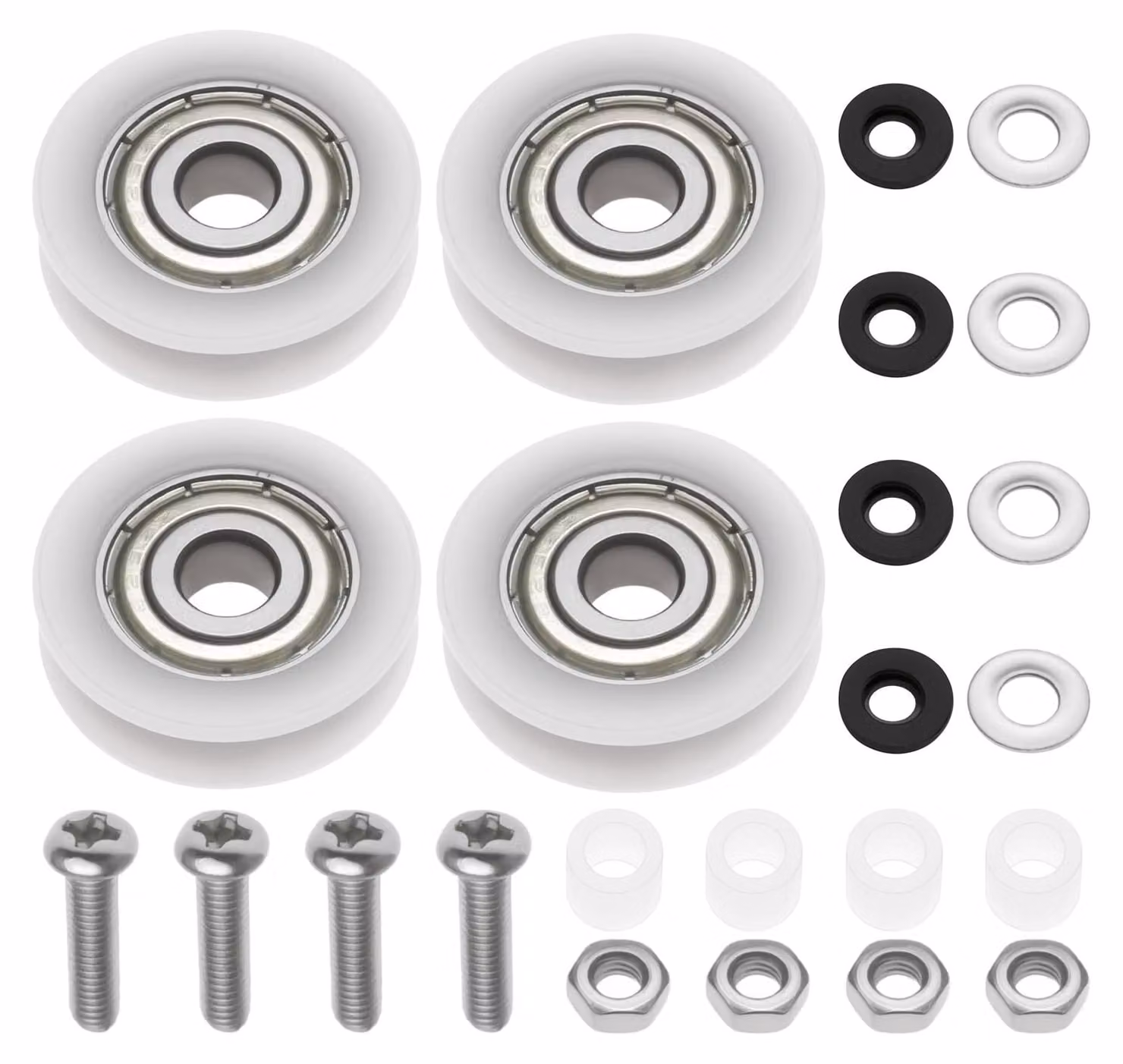 Set di 4 ruote per porte scorrevoli, adatte per serre, diametro 21 mm, set di ricambio in nylon