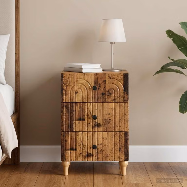 Armadio da Notte vidaXL in Legno Antico Marrone L: 43 cm, P: 41 cm, H: 66,5 cm