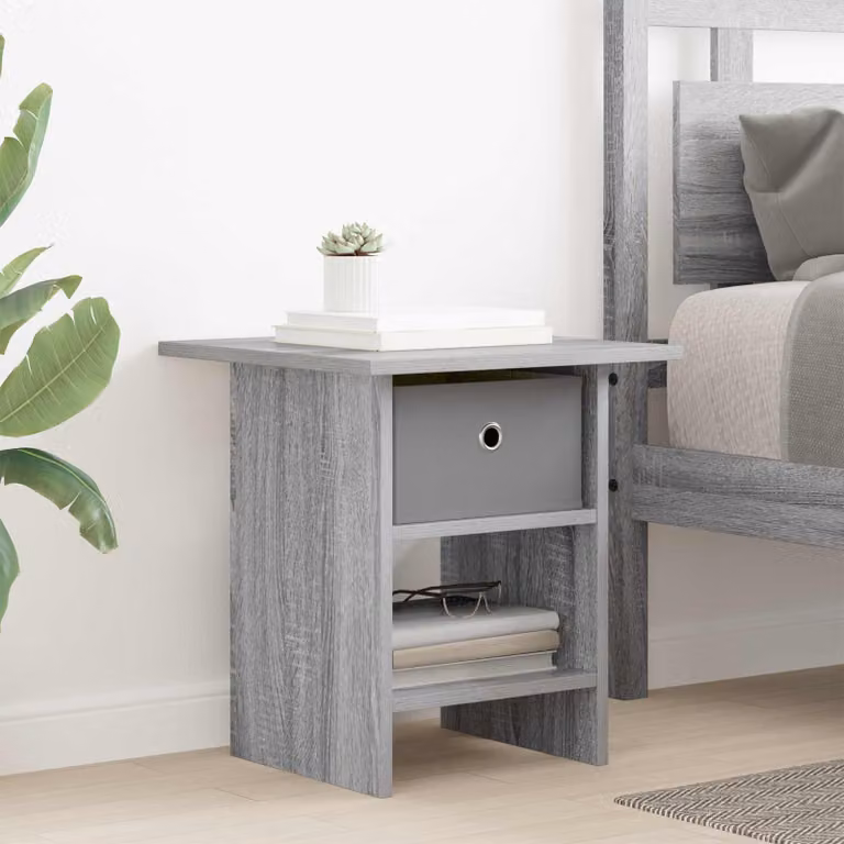 Comodino moderno vidaXL in legno ingegnerizzato grigio, L 41 cm x P 40 cm x H 45 cm