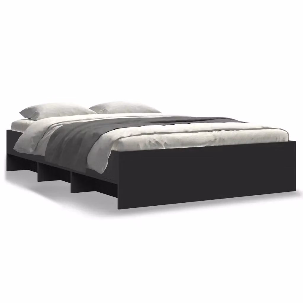 Letto con contenitore e scomparti laterali vidaXL in legno nero opaco L/P/H: 200 x 120 x 35 cm – 2