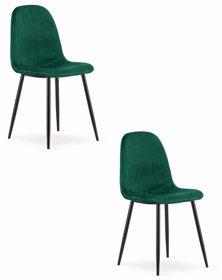 Sedia - Leobert - Padva - Velluto verde/gambe nere - 44,5 x 53 x 87 cm - Set da 2