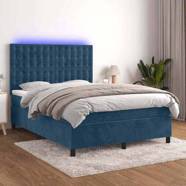 Letto Ibrido vidaXL con Materasso e LED Blu e Bianco L/P/H: 140 x 200 x 203 cm