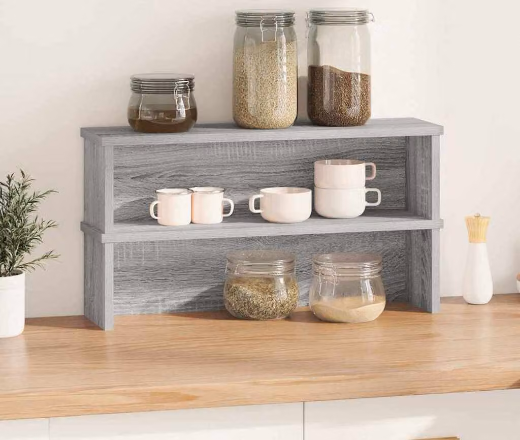 Scaffali da Cucina Impilabili 2 pz Grigio Sonoma 60x15x16 cm