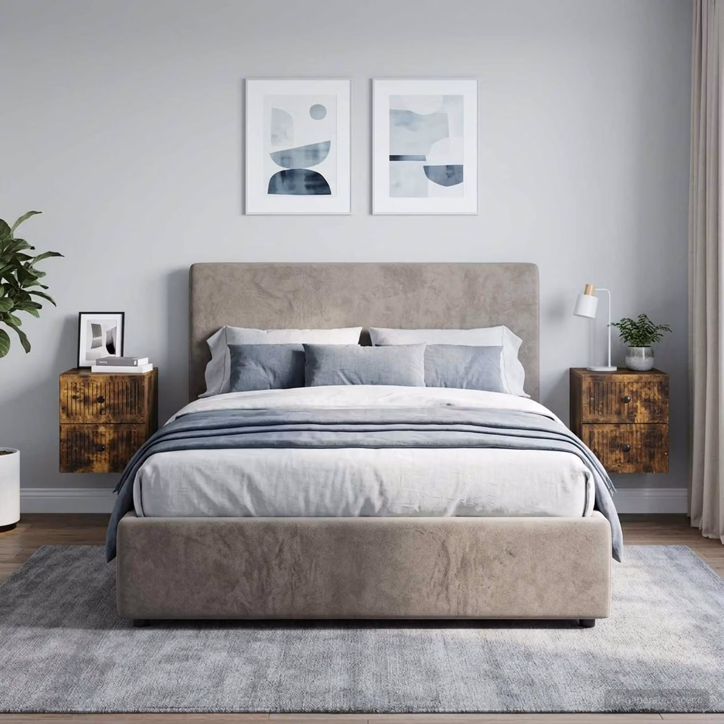 Set di 2 comodini sospesi vidaXL Rovere Fumo L: 33 cm, P: 34,5 cm, H: 40 cm