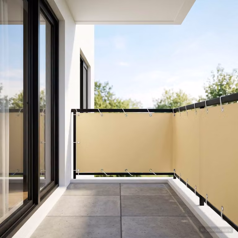 Schermo di privacy per balcone vidaXL in poliestere beige, L: 25 m, H: 1,5 m