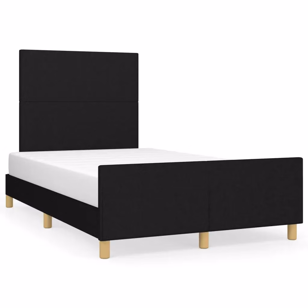 Giroletto vidaXL in tessuto nero con struttura in legno di pino e doghe fisse L/P/H: 120 x 200 x 123 cm – 2
