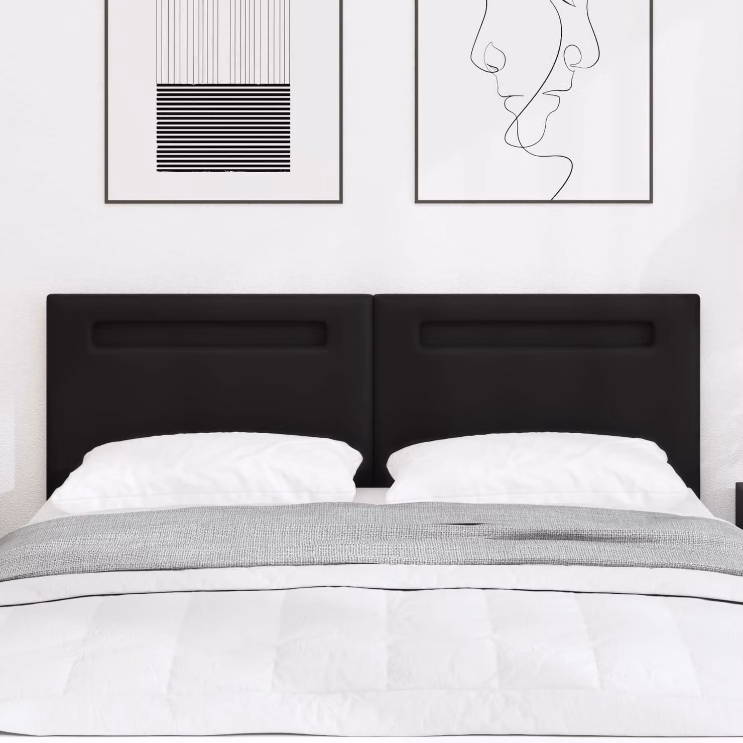 Testiera per letto con illuminazione LED vidaXL in pelle sintetica nera e legno