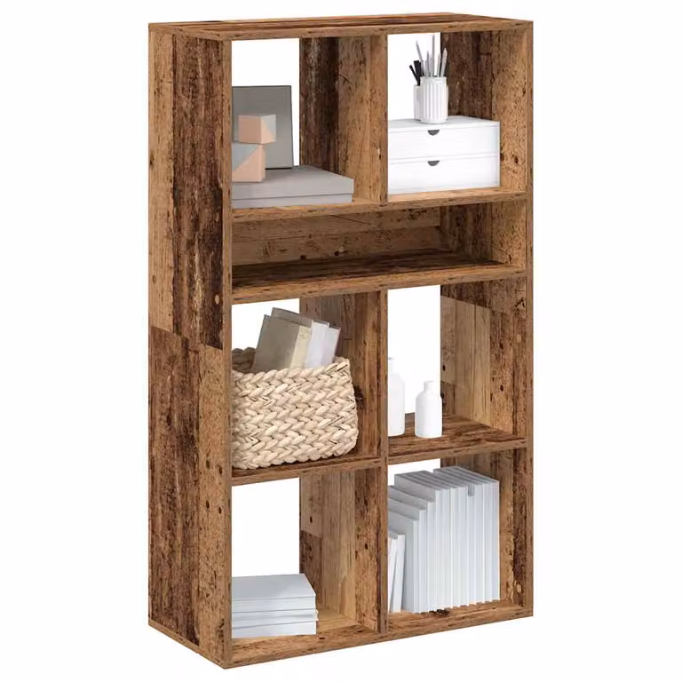 Libreria vidaXL in legno multistrato e MDF color marrone stile rustico L: 66 cm, P: 31 cm, H: 112 cm