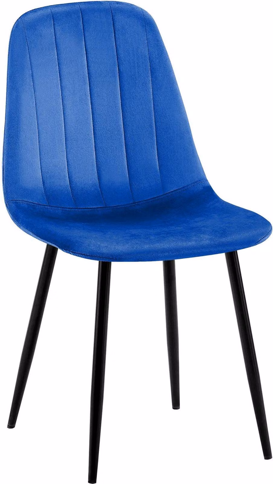Sedia da pranzo con rivestimento in velluto - Sedia da cucina - Elevato comfort, struttura in metallo nero | Colore: blu