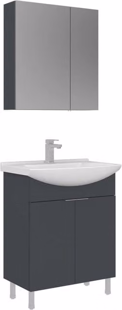 Set mobile lavabo con specchio (2 pezzi) "Purus 65" - 65 x 50 x 83 cm - Antracite opaco
