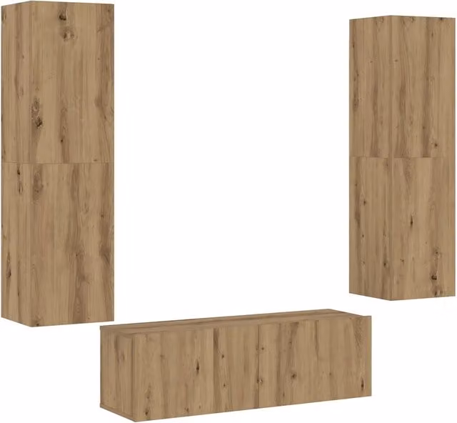 Mobili TV a Parete 3 pz | Armadietto TV | Mobile Porta TV Rovere Artigianale in Legno Multistrato