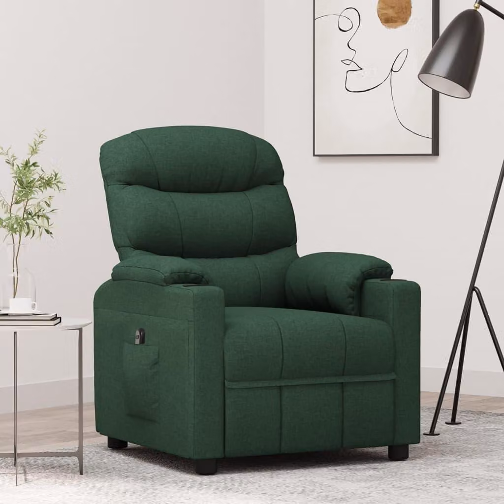 Maison Exclusive - Poltrona relax elettrica in tessuto verde scuro