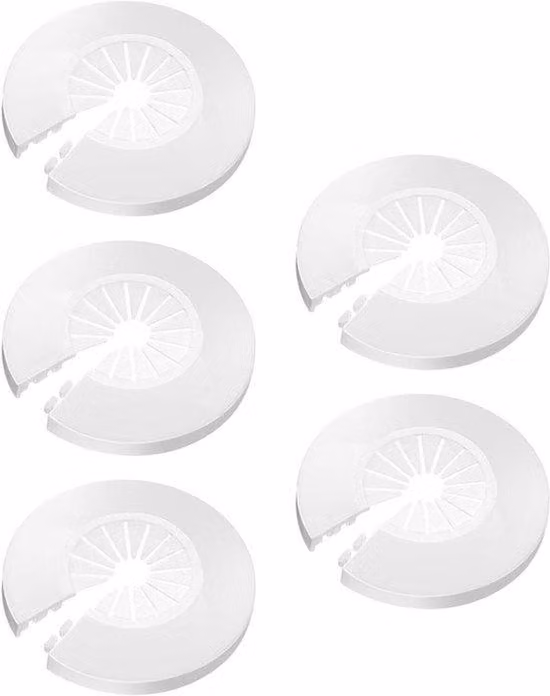 Copertura per radiatori, confezione da 5 pezzi, colore bianco. Adatta per tubi di diametro da 14 a 29 mm. Disponibile in diverse misure. Copertura per tubi dei radiatori