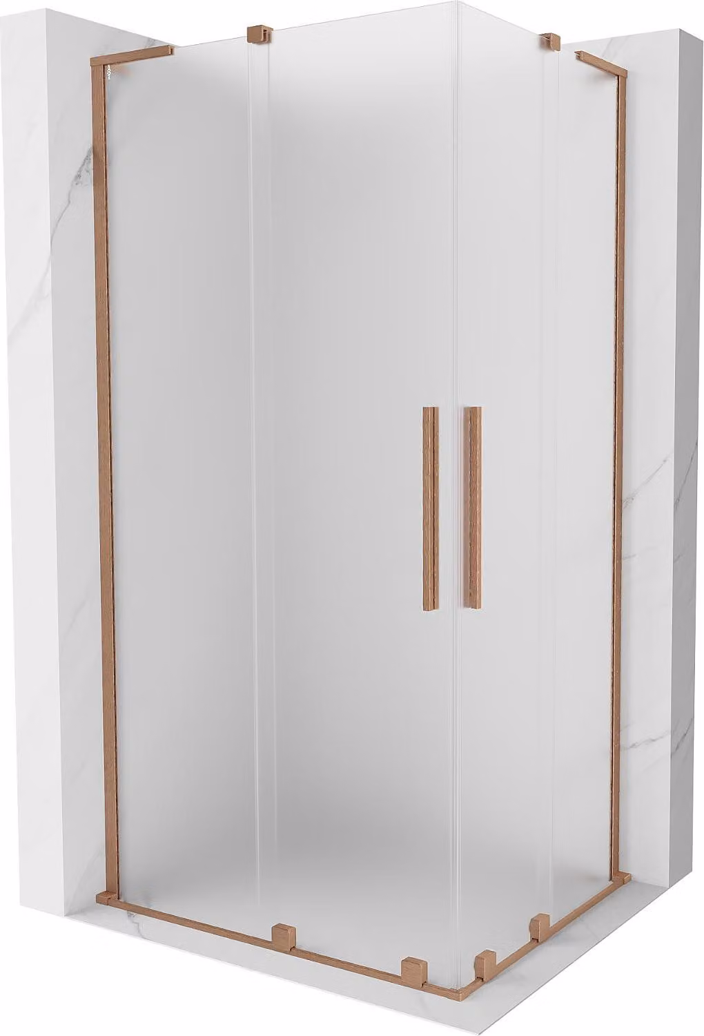 Mexen Velar L Duo cabina doccia scorrevole 90 x 80 cm, brina, rame spazzolato - 871-090-080-02-33-65