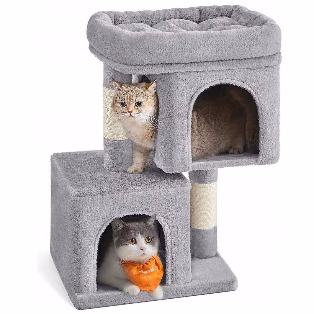 Tiragraffi per gatti 67 cm, albero con cuccia, lettino e giochi, 3 livelli
