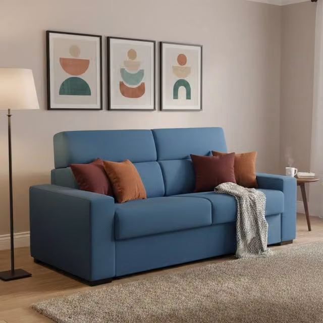 Divano Letto Casabona 2 Posti con Coperture Sfoderabili, Made in Italy, Blu, L: 180 cm, P: 95 cm