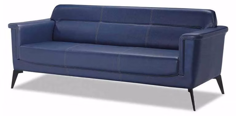 Dreisitzer 3 Sitzer Sofa Büro Möbel Leder Polster Couch Modern Design Blau