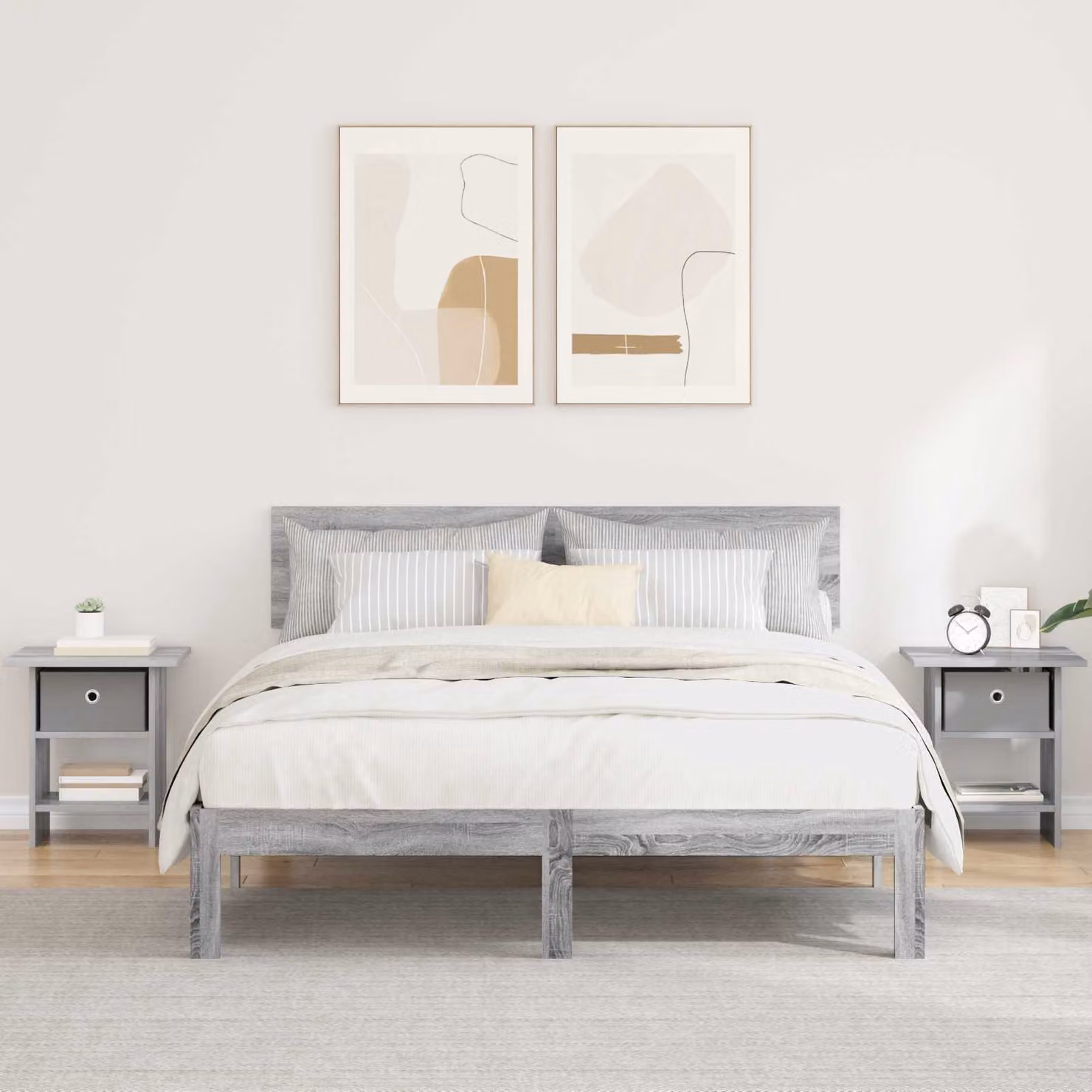 Set di 2 comodini moderni vidaXL in colore grigio, L 41 cm x P 40 cm x H 45 cm