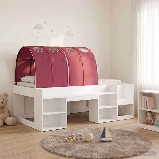 Letto alto per bambini con storage 3 pz Bianco e Rosso 3423597