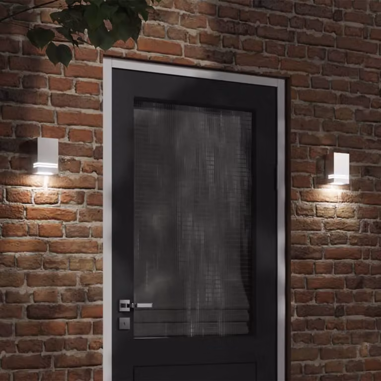 Applique da esterno vidaXL in acciaio inossidabile e plastica, colore argento, design moderno a parete per giardino, IP44, con illuminazione up/down e attacco GU10