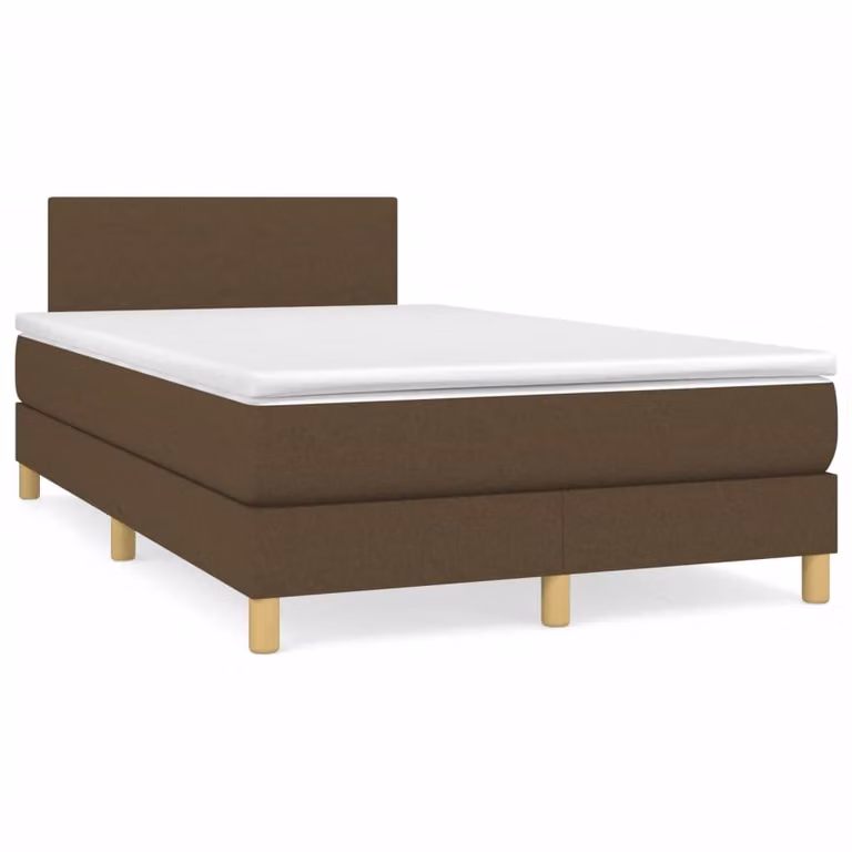 Letto con Materasso a Molle e Illuminazione LED vidaXL in Tessuto Marrone e Bianco L/P/H: 120 x 200 x 88 cm
