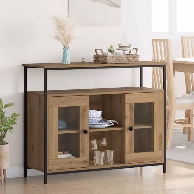 Credenza Buffet Moderna vidaXL in Legno Rovere Marrone per Cucina e Sala da Pranzo L: 100 cm, P: 35 cm, H: 80 cm