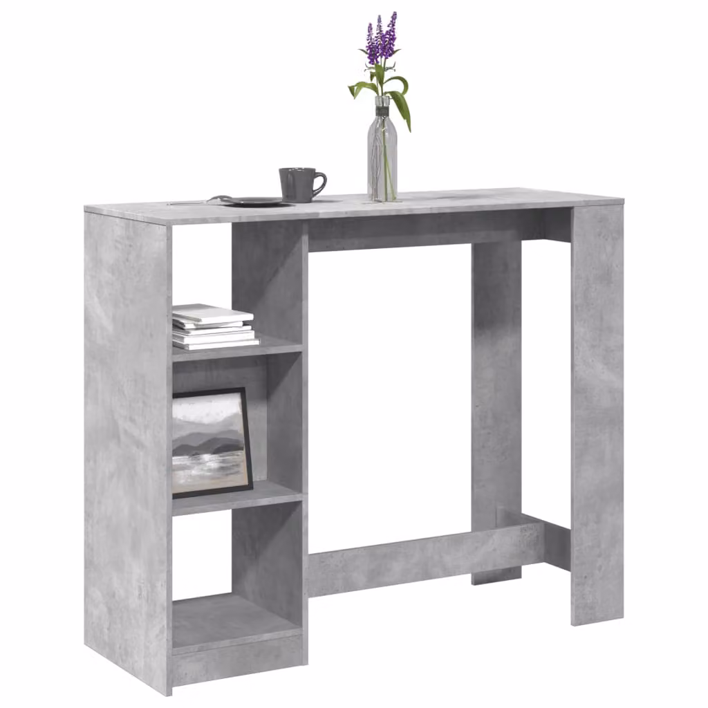 vidaXL Tavolo Bar Moderno in Multistrato Grigio Cemento L: 124 cm, P: 46 cm, H: 103,5 cm