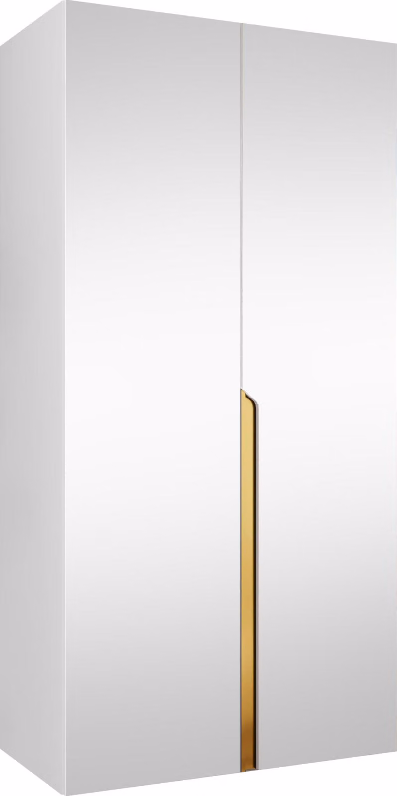 MIRJAN24 Armadio Mila 3 100 con specchio, camera da letto, armadio, con due ante a battente e asta appendiabiti, moderno, armadio guardaroba (colore: bianco + oro)