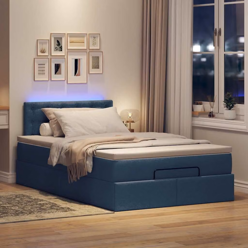 Maison Exclusive - Pouf Letto con Materasso e LED Blu 120x190cm in Tessuto