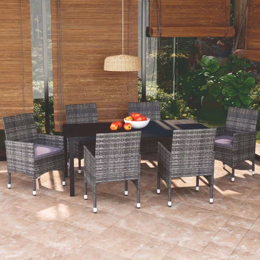Maison Exclusive - Set da pranzo da giardino 7 pezzi con cuscini in polyrattan grigio