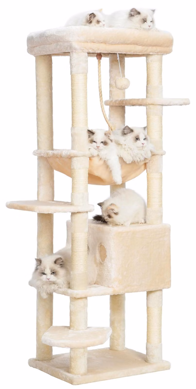 Albero per gatti di grandi dimensioni, con ampie piattaforme, una cuccia e delle zone per arrampicarsi, dimensioni 50 x 50 x 153 cm, ideale per il gioco dei gatti