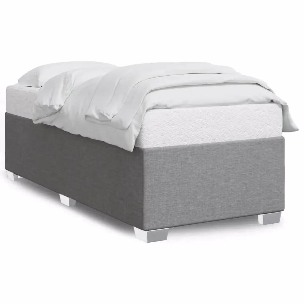 vidaXL Giroletto senza materasso in tessuto grigio chiaro con doghe in legno 90 x 200 cm – 2