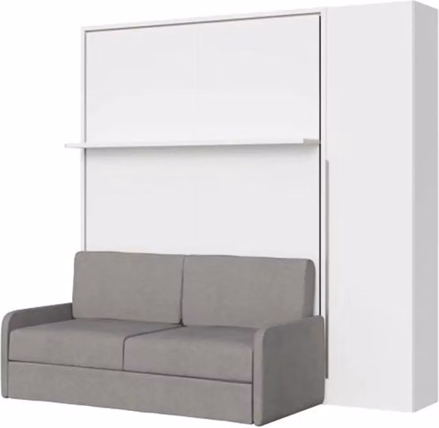 Letto matrimoniale a scomparsa Versia Kivio con divano e armadio bianco 140x200 cm