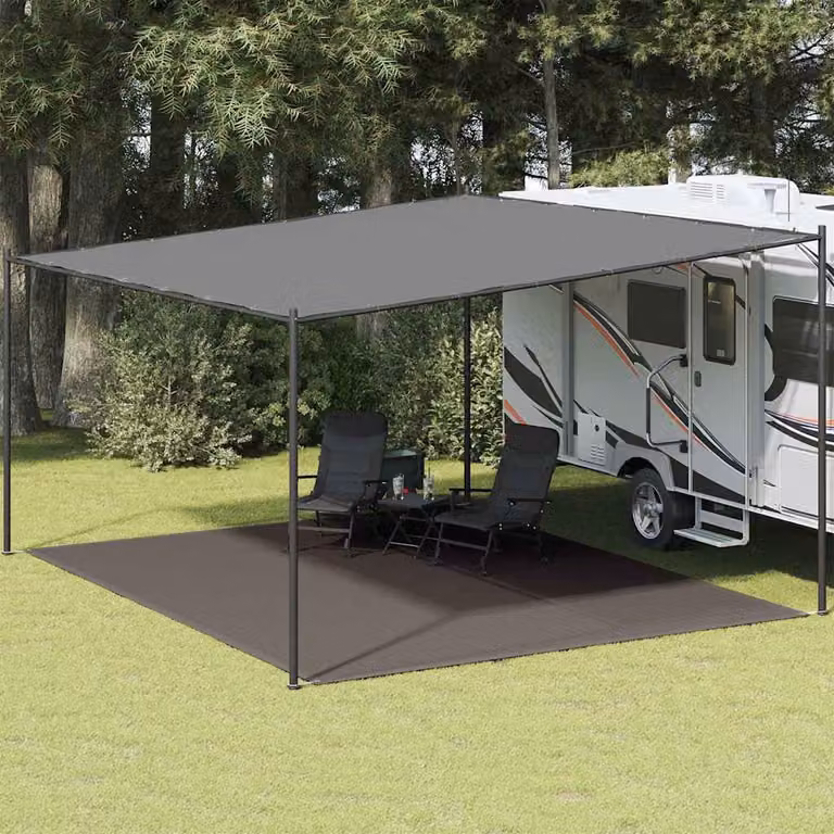 vidaXL Tappeto da tenda moderno in polipropilene e polietilene, Grigio Antracite, L: 400 cm x P: 500 cm