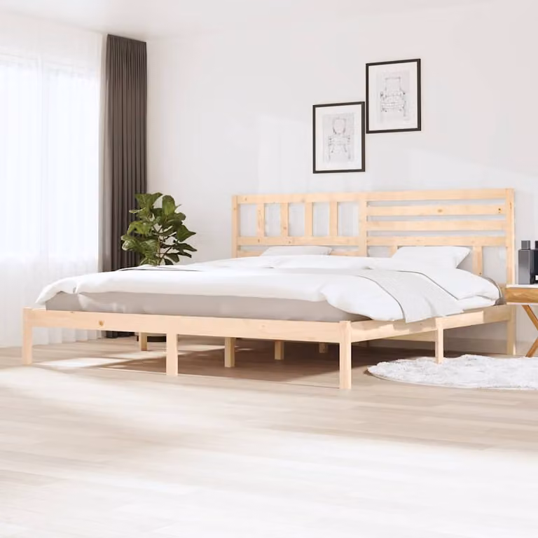 vidaXL Giroletto in Legno Massello di Pino con Doghe Rigide, Colore Marrone, L/P/H: 180 x 200 x 186 cm