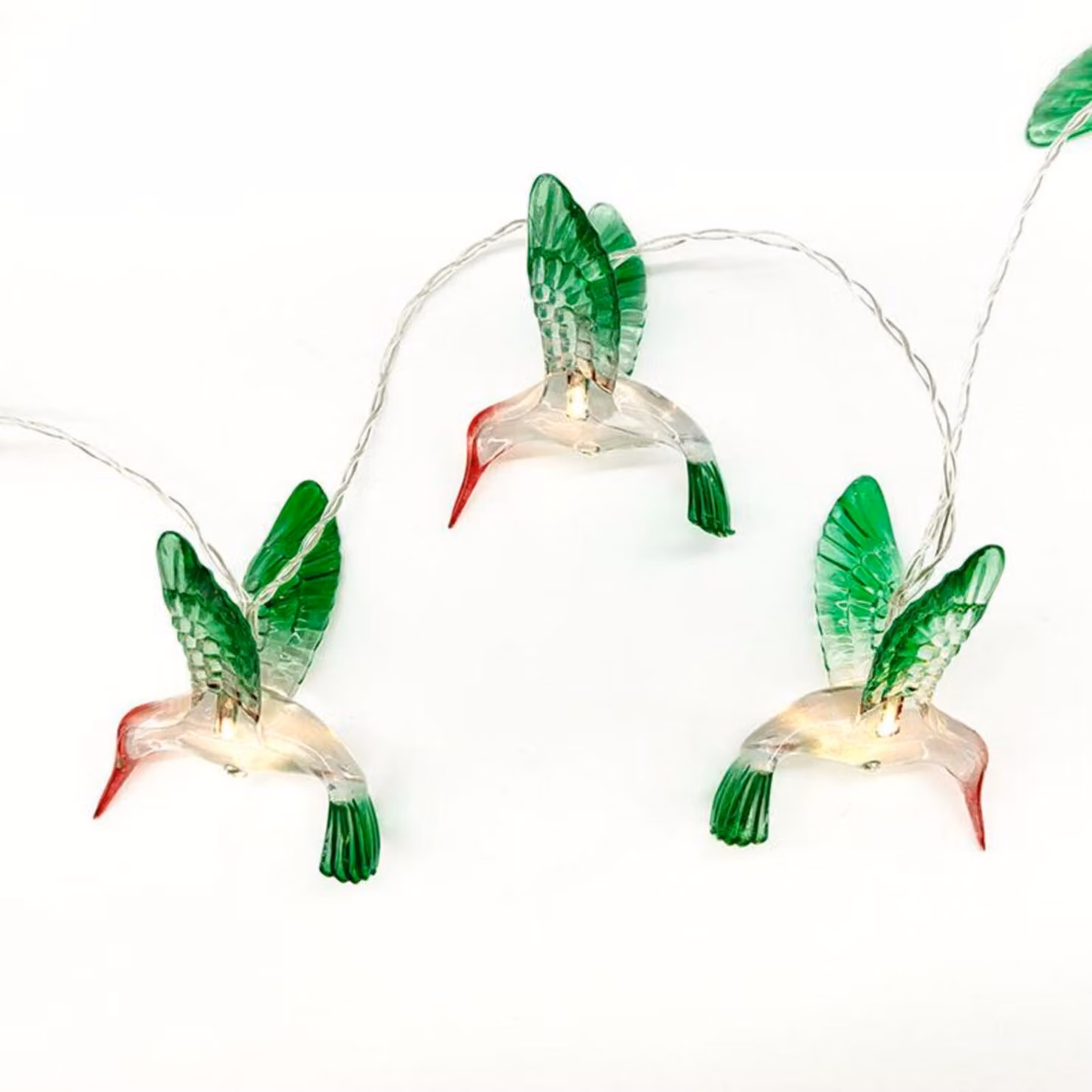 ACA Uccelli colorati in acrilico illuminati, ghirlanda decorativa a 10 LED (alimentata a batterie, 3xAA), WW, IP20, 135+30 cm, cavo di alimentazione trasparente X061011238