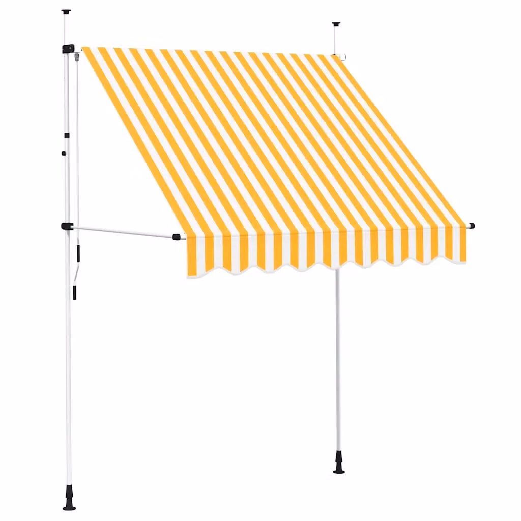 Tenda da Sole Retrattile Manuale MERCATOXL a Strisce Arancione e Bianco L: 200 cm, P: 120 cm, H: 15 cm – 2