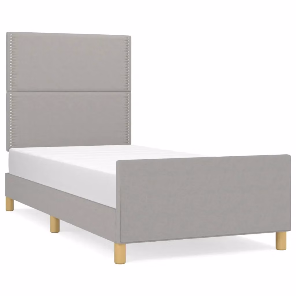 vidaXL Giroletto in legno di larice con struttura imbottita in tessuto Grigio, L 90 x P 200 cm – 2