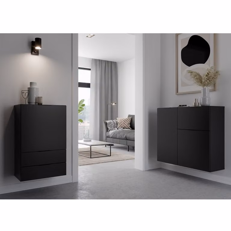 Cassettiera FMD con cassetto e anta 49,7x31,7x81,3 cm Nero