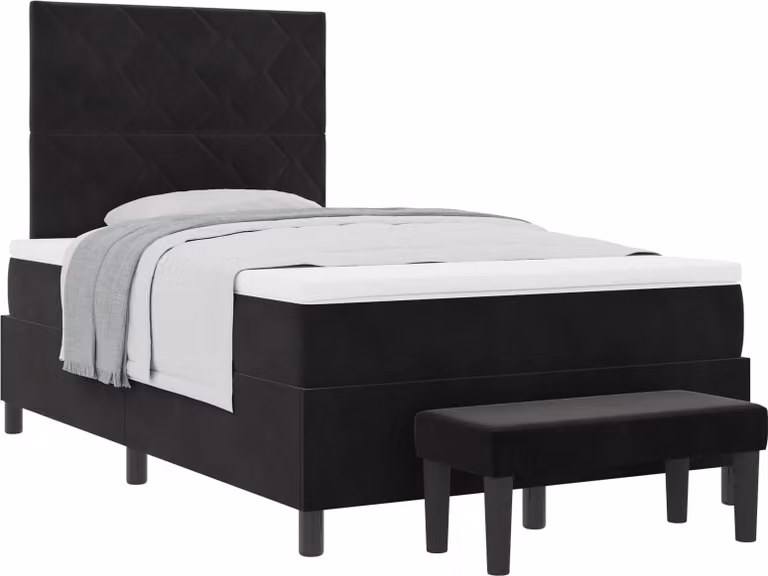 Letto a molle con testiera Nero 190 x 120 cm Velluto