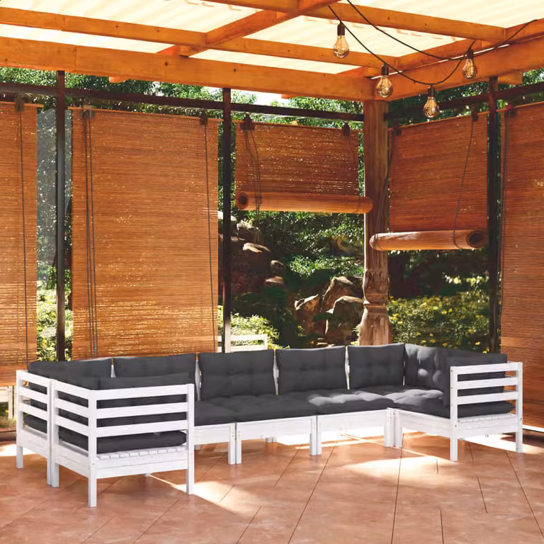 Maison Exclusive - Set Divani da Giardino 7 pz con Cuscini BiancLegno di Pino