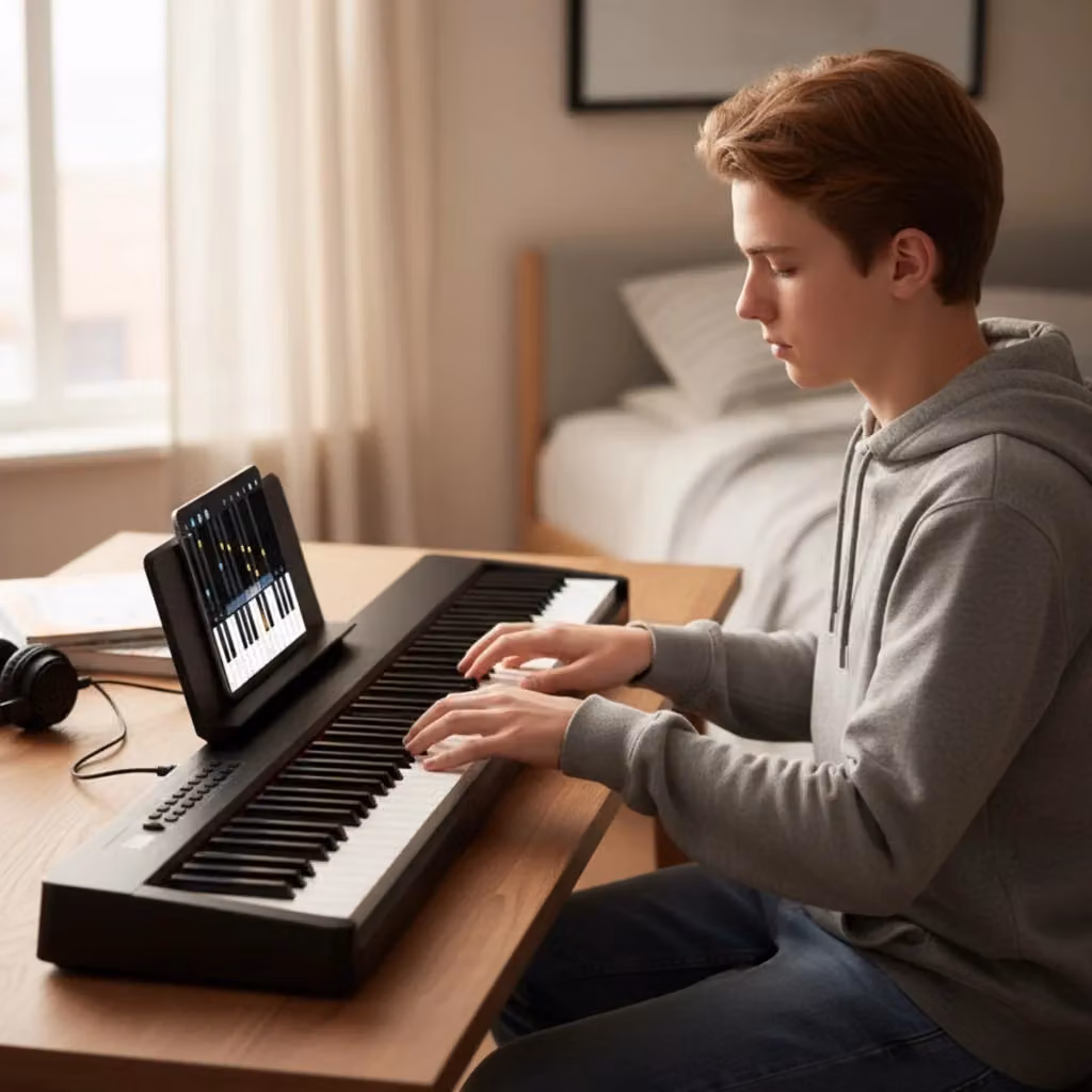 Tastiera elettrica portatile a 88 tasti con pedale sustain MIDI e connessione USB-C, Nero – 2