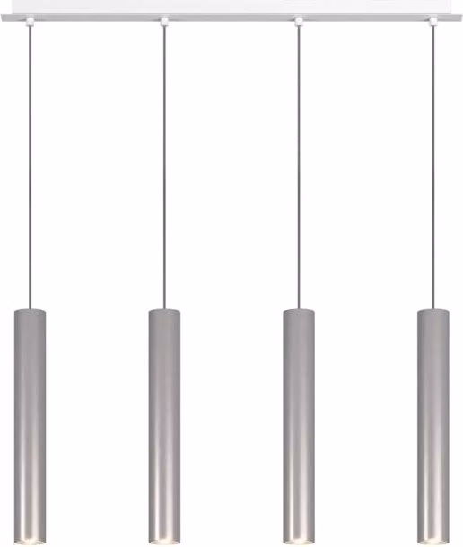 Lampadario Industrial-Minimal Xeana Metallo Bianco Alluminio 4 Luci Gu10